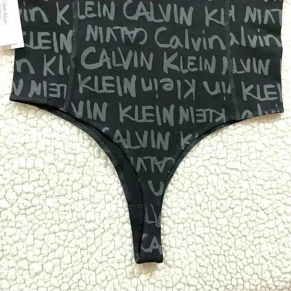 NWT Calvin Klein Perf Black Signature Zip Cotton Thong Snap Bodysuit Size M - Picture 9 of 13